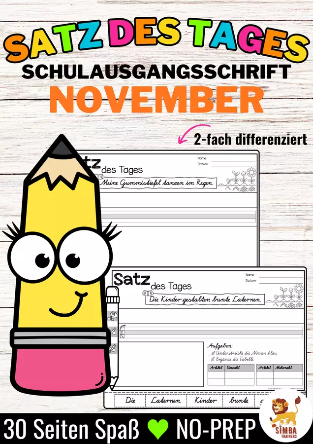 Sätze schreiben / Satz des Tages / Schüttelsätze (Schulausgangsschrift) schreiben Herbst November Autunno Novembre Tedesco Esercizi - Sätze schreiben / Satz des Tages / Schüttelsätze (Schulausgangsschrift) schreiben Herbst November Autunno Novembre Tedesco - SIMBA Trainers Education - Pagina di copertina