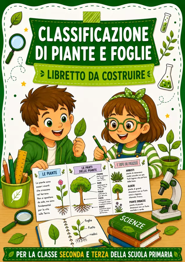 Classificazione di piante e foglie - Libretto da costruire Mappe concettuali - Classificazione di piante e foglie - Libretto da costruire - STEM nello zaino - Pagina di copertina