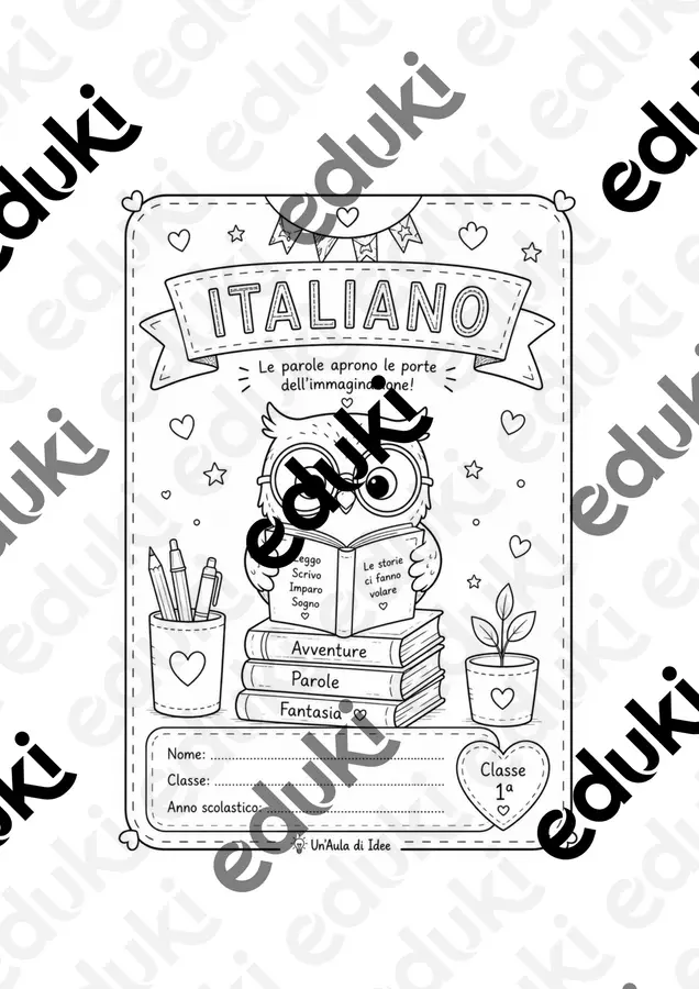 Coperina Italiano classe 1^ della scuola primaria Poster - Coperina Italiano classe 1^ della scuola primaria - Un'aula di idee - Pagina di copertina