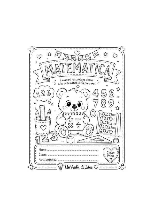 Copertina matematica claase 1^ Poster - Copertina matematica claase 1^ - Un'aula di idee - Pagina di copertina