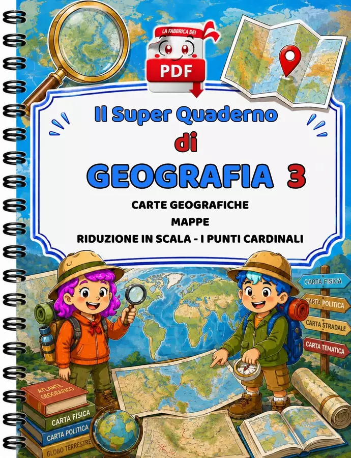SUPER QUADERNO DI GEOGRAFIA 3 - mappe e carte geografiche Esercizi - SUPER QUADERNO DI GEOGRAFIA 3 - mappe e carte geografiche - La Fabbrica dei PDF - Pagina di copertina