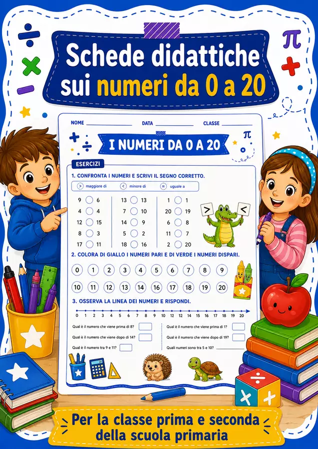 Schede didattiche sui numeri da 0 a 20 Esercizi - Schede didattiche sui numeri da 0 a 20 - STEM nello zaino - Pagina di copertina