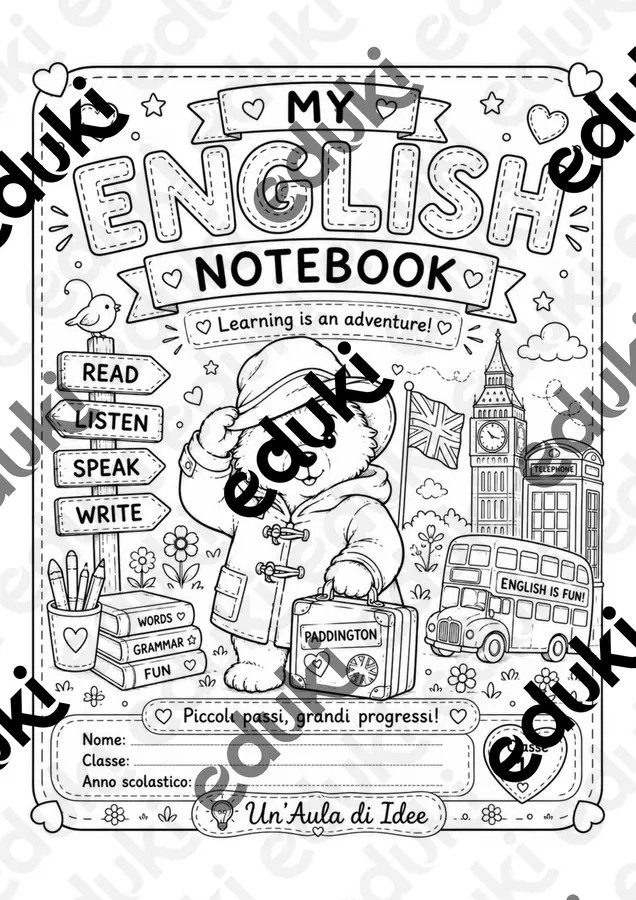 Copertina inglese classe 1^ Poster - Copertina inglese classe 1^ - Un'aula di idee - Pagina di copertina