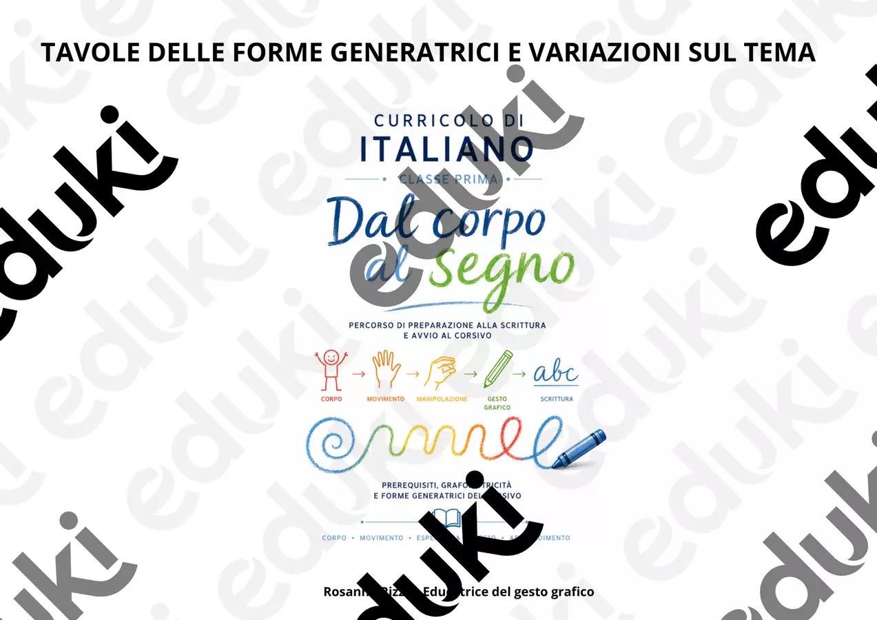 DAL CORPO AL SEGNO - TAVOLE GENERATRICI Materiale di supporto/inclusione - DAL CORPO AL SEGNO - TAVOLE GENERATRICI - Rosanna Rizzo – Insegnante di scuola primaria, formatrice ed educatrice del gesto grafico - Pagina di copertina