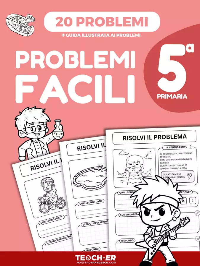 Problemi Facili - Classe Quinta Primaria Esercizi - Problemi Facili - Classe Quinta Primaria - Maestro Francesco - Pagina di copertina