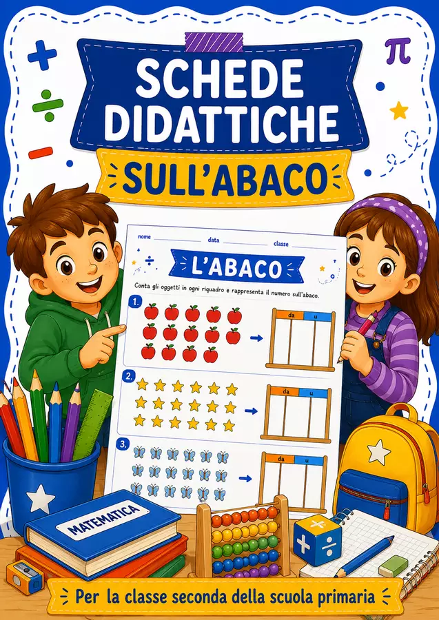 Schede didattiche abaco classe seconda Esercizi - Schede didattiche abaco classe seconda - STEM nello zaino - Pagina di copertina