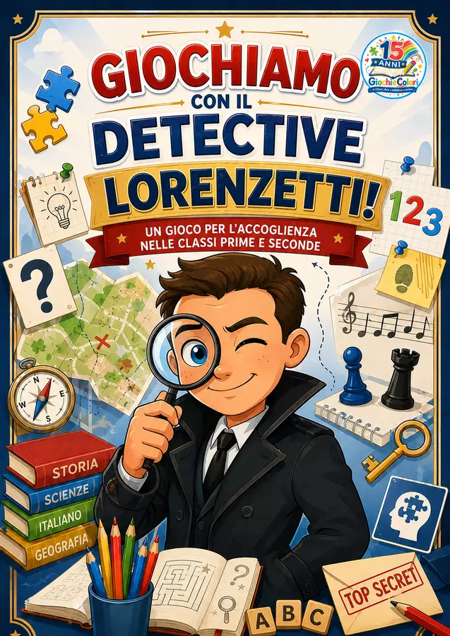 Giochiamo con il Detective Lorenzetti (Accoglienza) Altro tipo di materiale - Giochiamo con il Detective Lorenzetti (Accoglienza) - Maestro Fabio Giochiecolori - Pagina di copertina