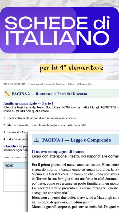 Scheda di italiano per la 4ª Elementare Esercizi - Scheda di italiano per la 4ª Elementare - Fabulab - Pagina di copertina