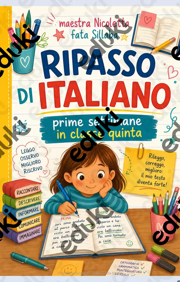 RIPASSO DI ITALIANO CLASSE 5 Materiale di supporto/inclusione - RIPASSO DI ITALIANO CLASSE 5 - Maestra Nicoletta - Pagina di copertina