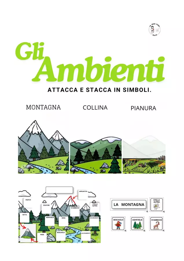 AMBIENTI - attacca e stacca di Montagna, collina, pianura Materiale di supporto/inclusione - AMBIENTI - attacca e stacca di Montagna, collina, pianura - La sedia fuori posto - Pagina di copertina
