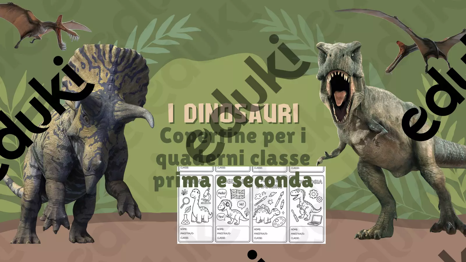 Copertine per i quaderni a tema dinosauri1-2 Altro tipo di materiale - Copertine per i quaderni a tema dinosauri1-2 - Ma_estramarta - Pagina di copertina