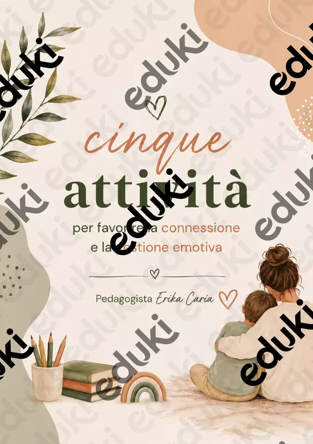 Cinque attività per favorire la gestione emotiva Materiale di supporto/inclusione - Cinque attività per favorire la gestione emotiva - Erika - La tua pedagogista - Pagina di copertina