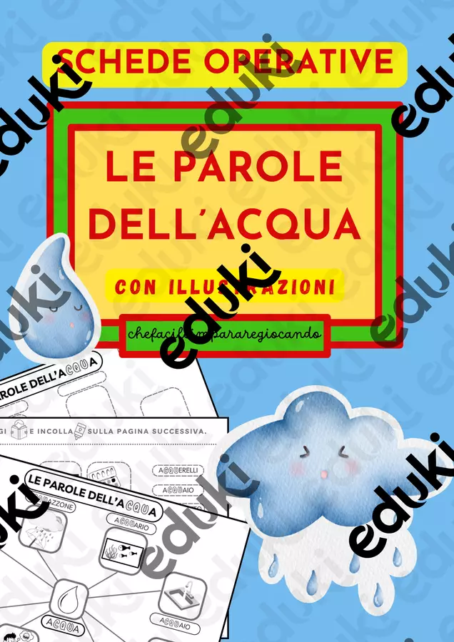 SCHEDE OPERATIVE - LE PAROLE DELL'ACQUA - IL SUONO CQU Esercizi - SCHEDE OPERATIVE - LE PAROLE DELL'ACQUA - IL SUONO CQU - chefacileimpararegiocando - Pagina di copertina