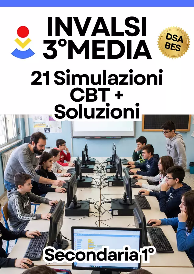 INVALSI Terza Media | 21 Simulazioni CBT + Soluzioni Esercizi - INVALSI Terza Media | 21 Simulazioni CBT + Soluzioni - Crealectio 🔴🟡🔵 - Pagina di copertina