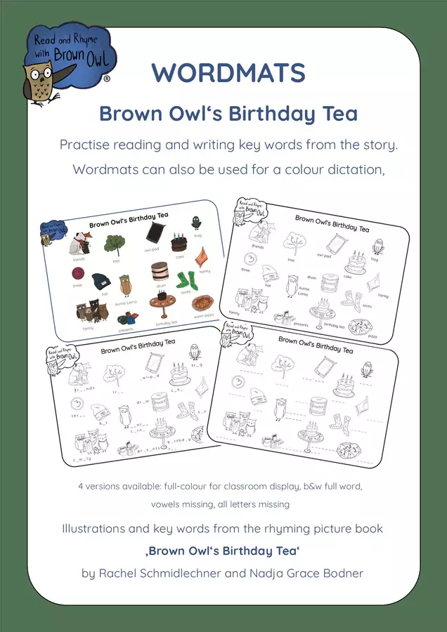 Brown Owl's Birthday Tea - PICTURE DICTIONARY WORDMATS Esercizi - Brown Owl's Birthday Tea - PICTURE DICTIONARY WORDMATS - Read and Rhyme with Brown Owl - Pagina di copertina