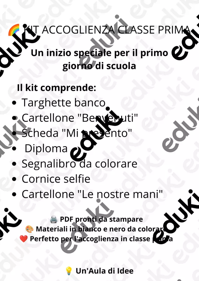🌈 KIT ACCOGLIENZA – CLASSE PRIMA Altro tipo di materiale - 🌈 KIT ACCOGLIENZA – CLASSE PRIMA - Un'aula di idee - Pagina di copertina