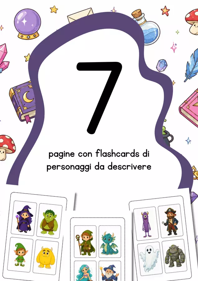 Flashcards dei personaggi fantasy da descrivere Flashcard - Flashcards dei personaggi fantasy da descrivere - MilleLibriPerBambini - Pagina di copertina
