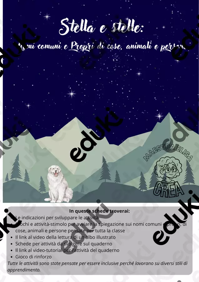 Nomi comuni,propri di cose,animali, persone:Stella e stelle Esercizi - Nomi comuni,propri di cose,animali, persone:Stella e stelle - Elisa Occhetti - Pagina di copertina
