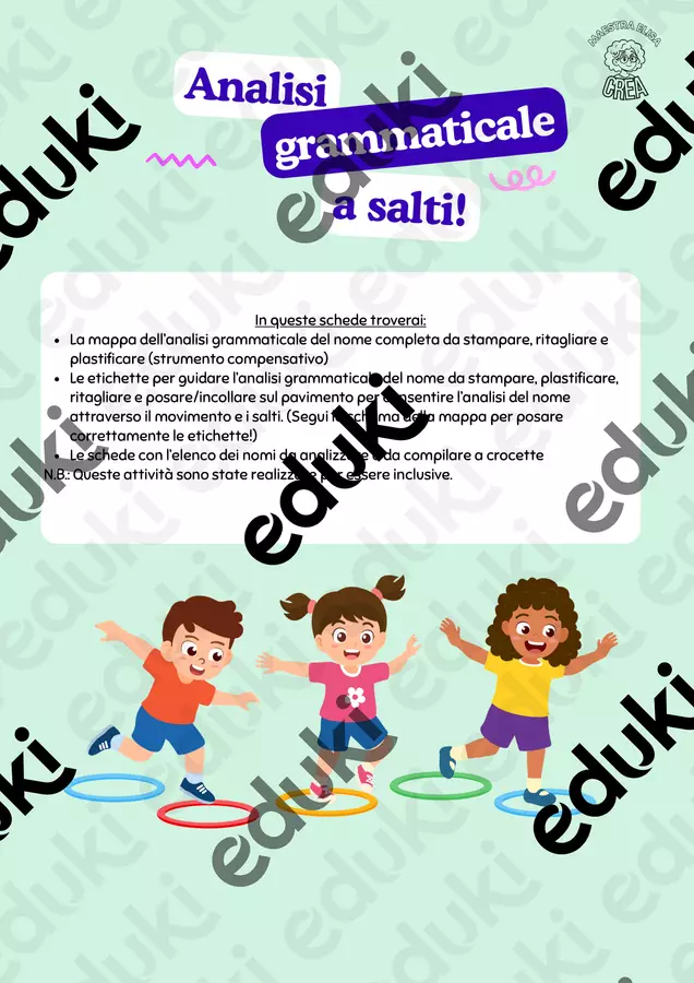 Analisi grammaticale del nome a salti Materiale di supporto/inclusione - Analisi grammaticale del nome a salti - Elisa Occhetti - Pagina di copertina