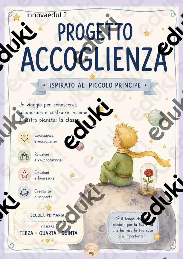 Progetto Accoglienza ispirato a "Il Piccolo Principe" Materiale di supporto/inclusione - Progetto Accoglienza ispirato a "Il Piccolo Principe" - Maestra Mony - Pagina di copertina