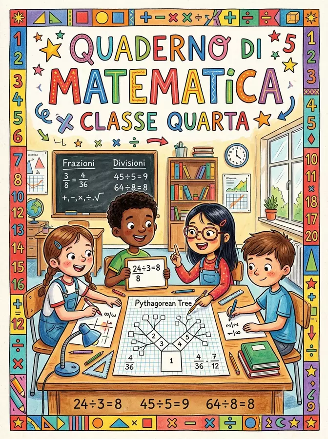 QUADERNO DI MATEMATICA CLASSE QUARTA 4ª Esercizi - QUADERNO DI MATEMATICA CLASSE QUARTA 4ª - Maestra_Carla - Pagina di copertina
