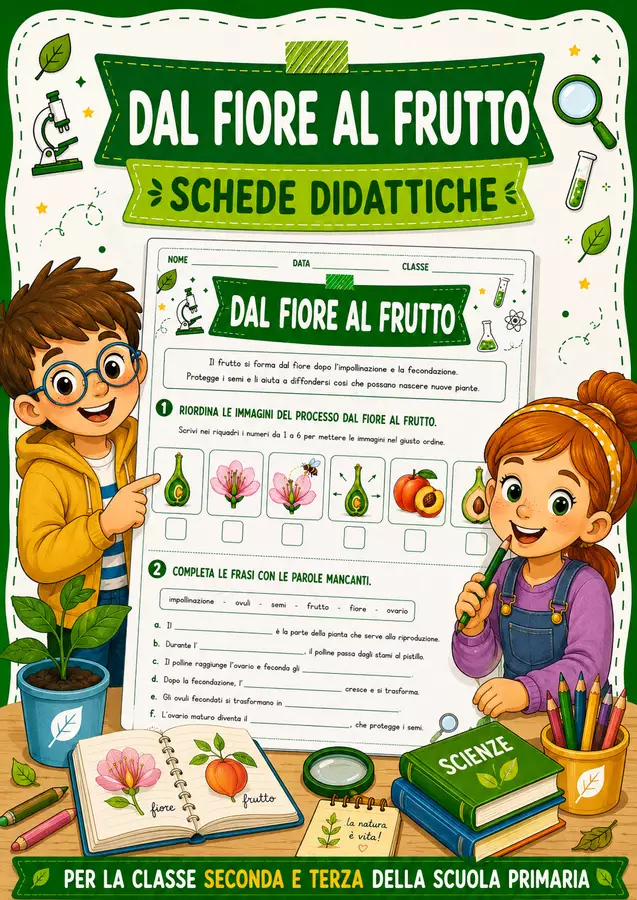 Dal fiore al frutto schede didattiche Esercizi - Dal fiore al frutto schede didattiche - STEM nello zaino - Pagina di copertina