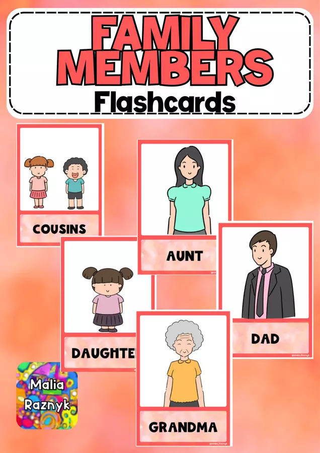 Family Members Flashcards Flashcard - Family Members Flashcards - Malia Raznyk - Pagina di copertina