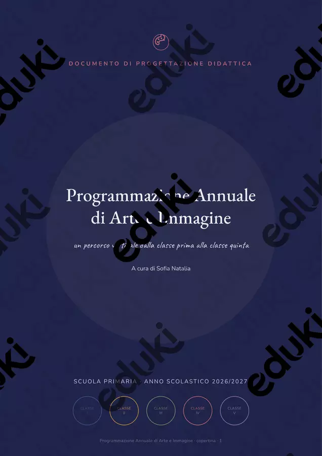 Programmazione Annuale Arte e Immagine - Classi 1-5 Programmi scolastici / Materiali per docenti - Programmazione Annuale Arte e Immagine - Classi 1-5 - Maestra Sofia - Pagina di copertina