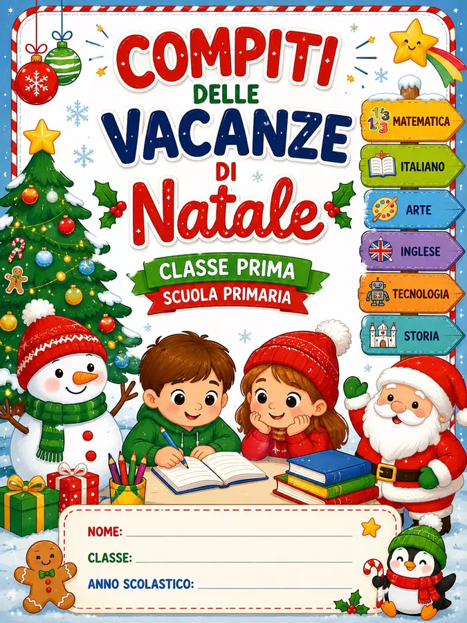 Compiti per le vacanze di Natale classe prima Esercizi - Compiti per le vacanze di Natale classe prima - La maestra Barbara - Pagina di copertina