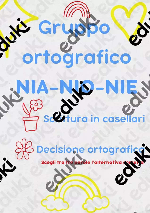 Scrittura del gruppo ortografico NIO-NIA-NIE Esercizi - Scrittura del gruppo ortografico NIO-NIA-NIE - Un mare di parole - Pagina di copertina