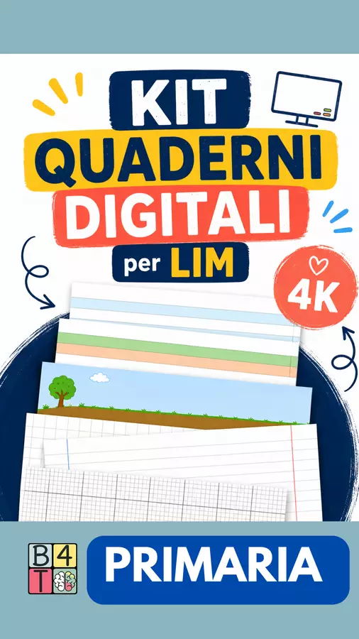 Quaderni Digitali per LIM | Kit Completo 4K | Primaria Materiale di supporto/inclusione - Quaderni Digitali per LIM | Kit Completo 4K | Primaria - Brainstorming for Teacher - Pagina di copertina