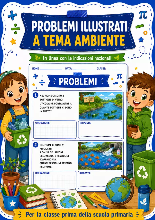 Problemi illustrati classe prima a tema ambiente Esercizi - Problemi illustrati classe prima a tema ambiente - STEM nello zaino - Pagina di copertina