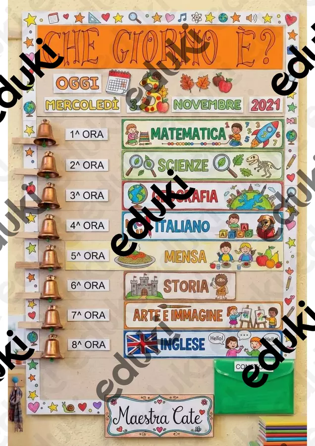 CARTELLONE "CHE GIORNO È?" 2026-2027 | Calendario + Orario Materiale di supporto/inclusione - CARTELLONE "CHE GIORNO È?" 2026-2027 | Calendario + Orario - Maestra _Cate - Pagina di copertina