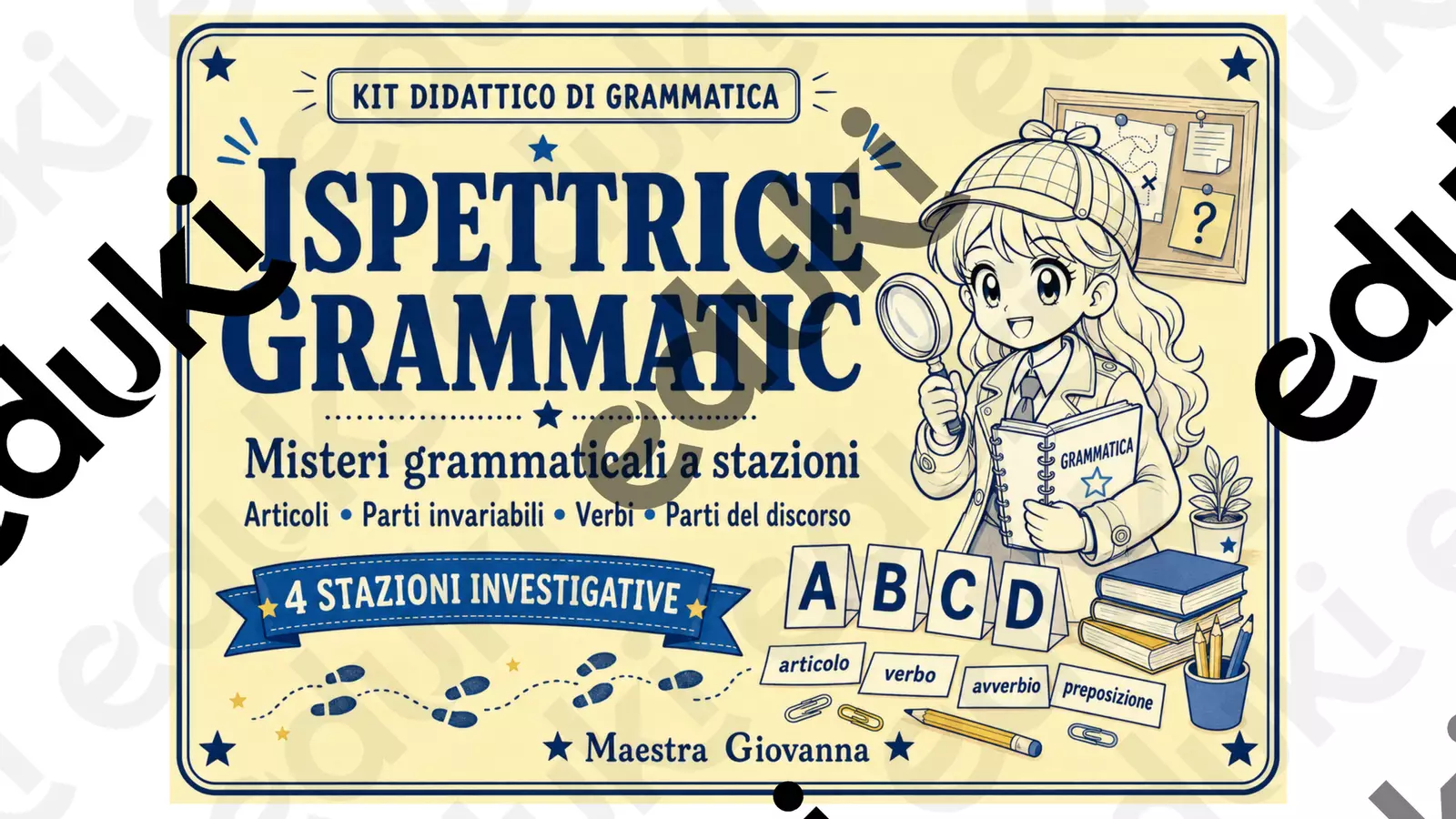 9 Schede Grammatica: le parti del discorso. Cl 4 e 5. Esercizi - 9 Schede Grammatica: le parti del discorso. Cl 4 e 5. - Maestra Giovy - Pagina di copertina