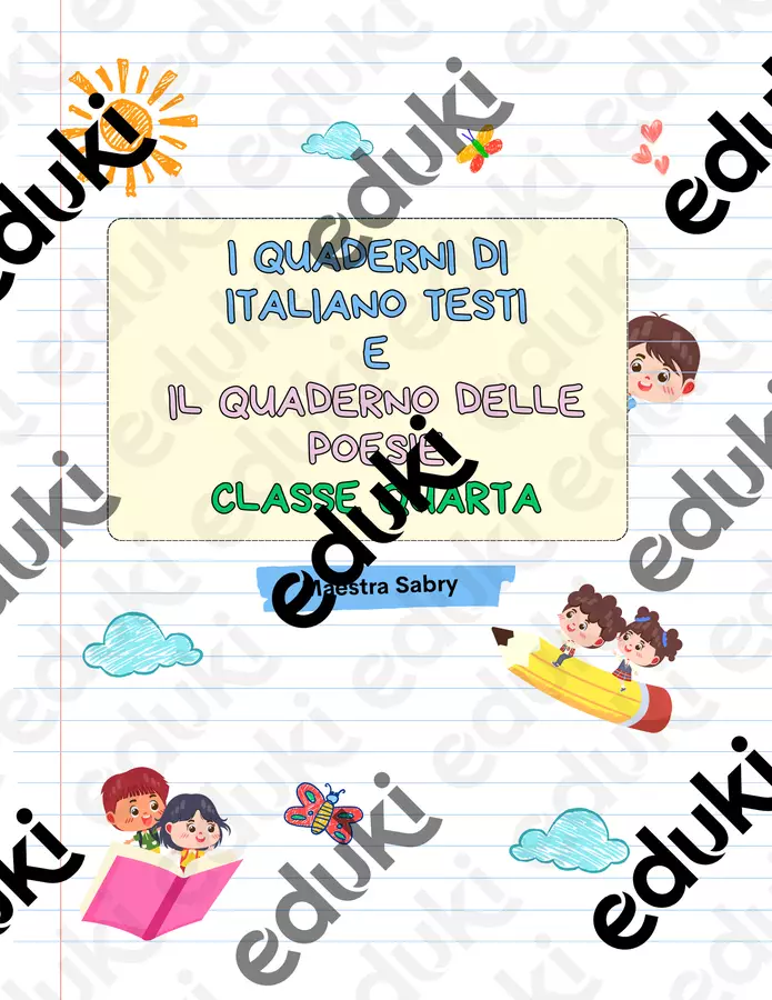 I Quaderni di italiano testi e delle poesie classe quarta Programmi scolastici / Materiali per docenti - I Quaderni di italiano testi e delle poesie classe quarta - Maestra Sabry - Pagina di copertina