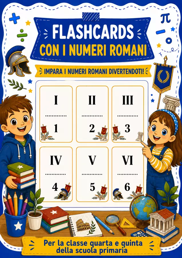 Flashcards con i numeri romani Flashcard - Flashcards con i numeri romani - STEM nello zaino - Pagina di copertina