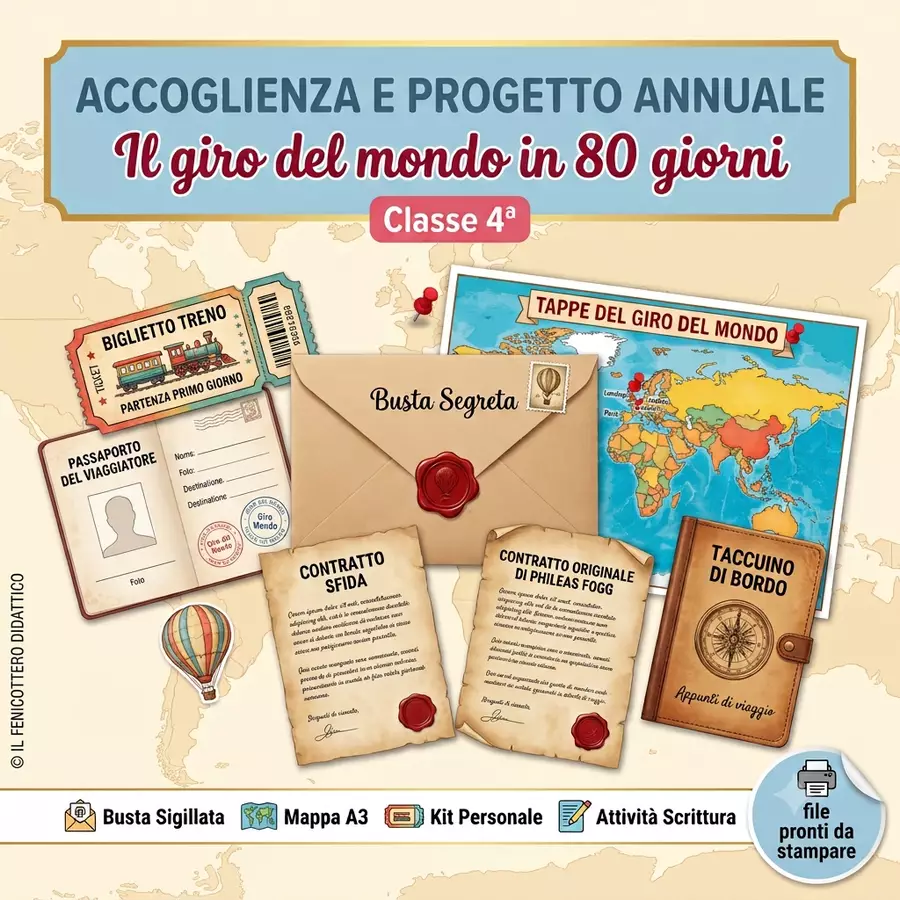 Kit accoglienza & progetto annuale: il giro del mondo in 80 giorni" Altro tipo di materiale - Kit accoglienza & progetto annuale: il giro del mondo in 80 giorni" - maestr_ale_ - Pagina di copertina