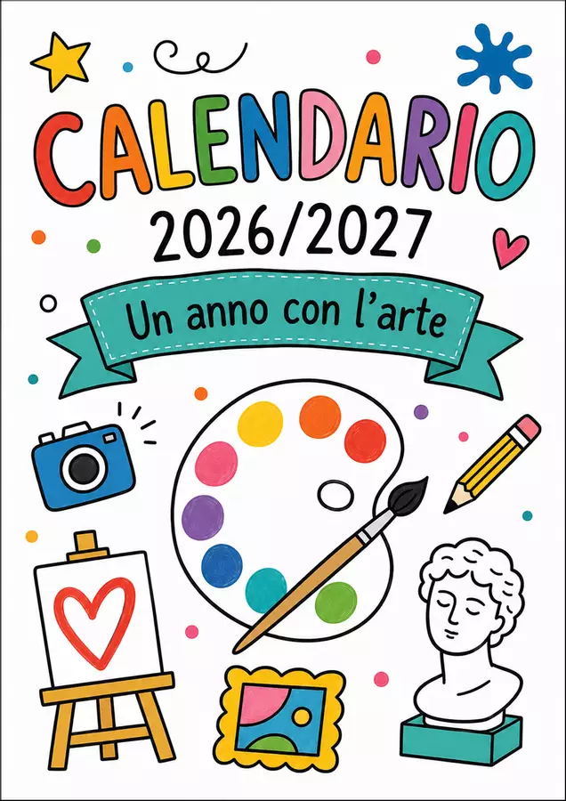 Calendario 2026/2027 – Un anno con l'arte Materiale per pittura e bricolage - Calendario 2026/2027 – Un anno con l'arte - Officina - didattica - Pagina di copertina