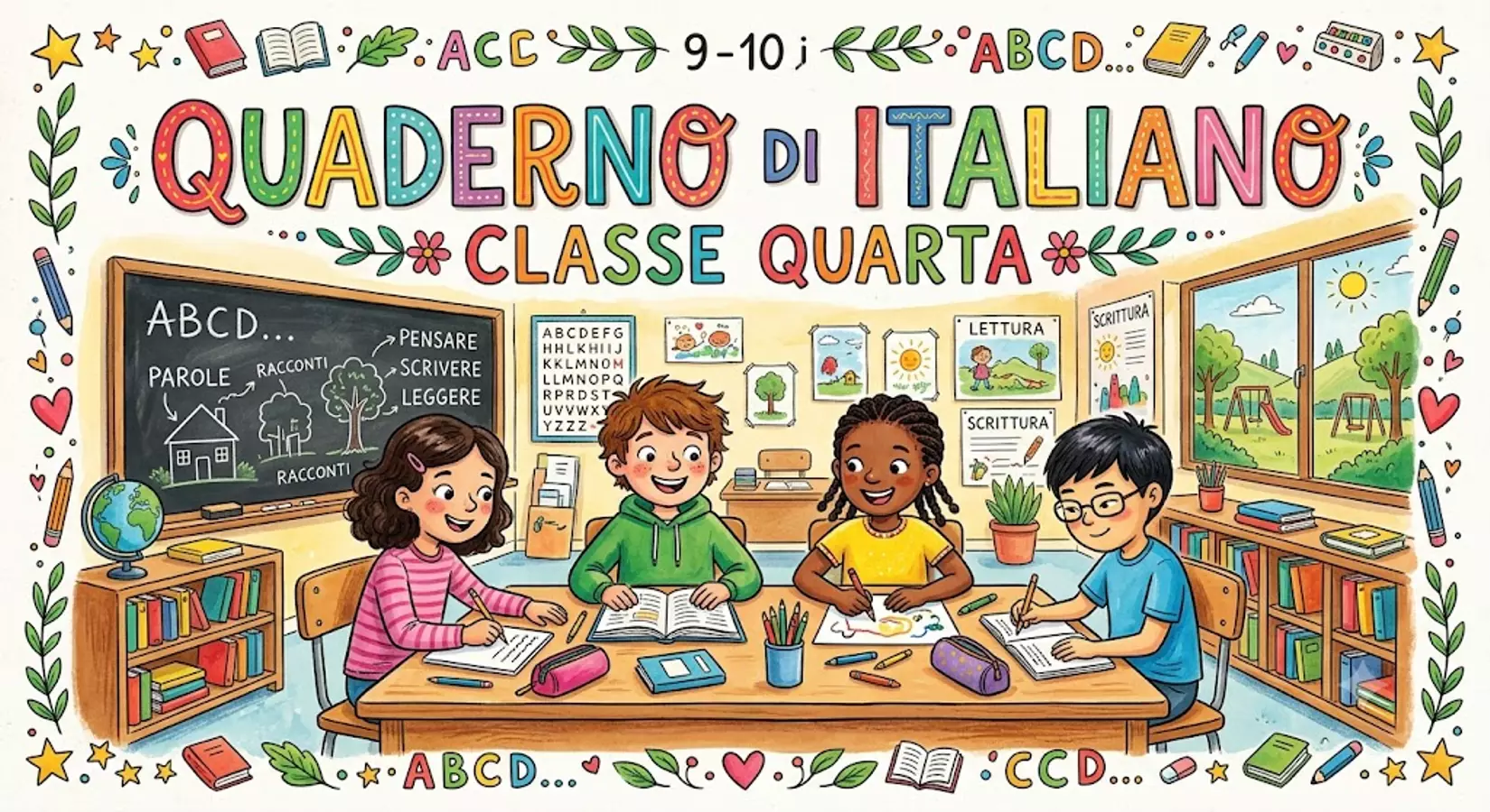 QUADERNO DEI TESTI - ITALIANO CLASSE QUARTA 4ª Programmi scolastici / Materiali per docenti - QUADERNO DEI TESTI - ITALIANO CLASSE QUARTA 4ª - Maestra_Carla - Pagina di copertina