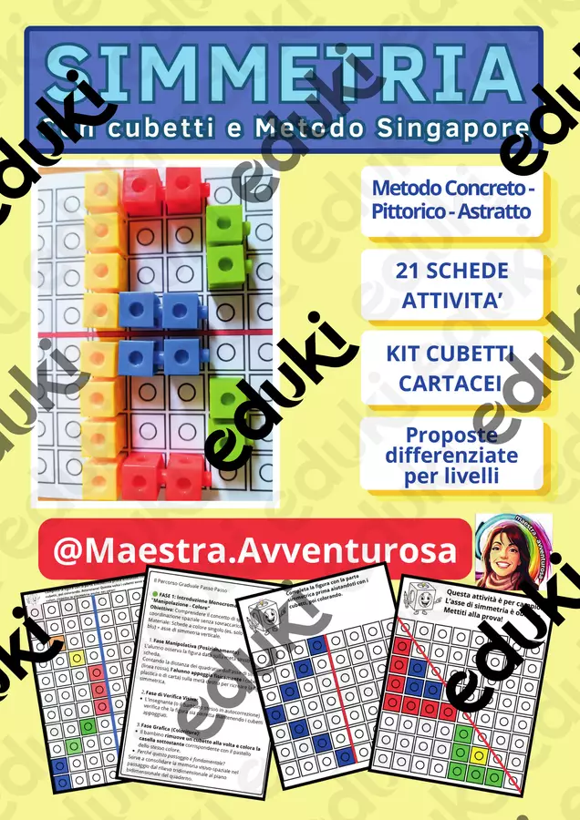 SIMMETRIA FACILE con Cubetti | Metodo Singapore (CPA) Esercizi - SIMMETRIA FACILE con Cubetti | Metodo Singapore (CPA) - maestra.avventurosa - Pagina di copertina