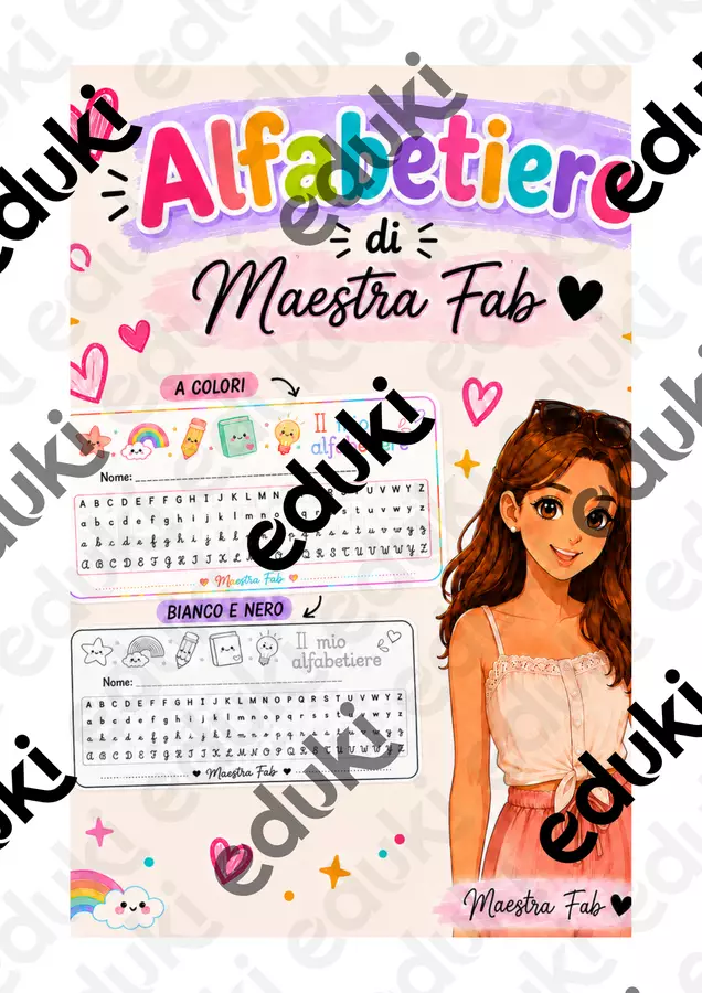 Alfabetiere da stampare - di Maestra Fab Materiale di supporto/inclusione - Alfabetiere da stampare - di Maestra Fab - Maestrafab🖤 - Pagina di copertina
