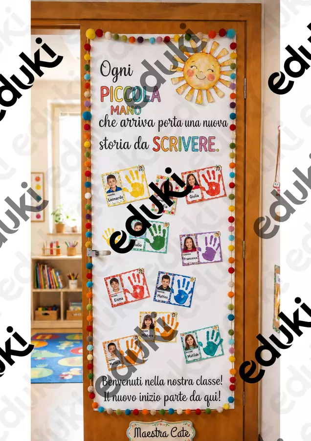 PORTA DELL'ACCOGLIENZA CON LE IMPRONTE Materiale per pittura e bricolage - PORTA DELL'ACCOGLIENZA CON LE IMPRONTE - Maestra _Cate - Pagina di copertina