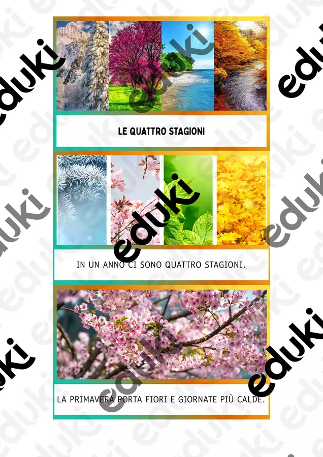 LE 4 STAGIONI - MAIUSCOLO - ALLENAMENTO LETTURA - libricini Flashcard - LE 4 STAGIONI - MAIUSCOLO - ALLENAMENTO LETTURA - libricini - MaestraDani - Pagina di copertina