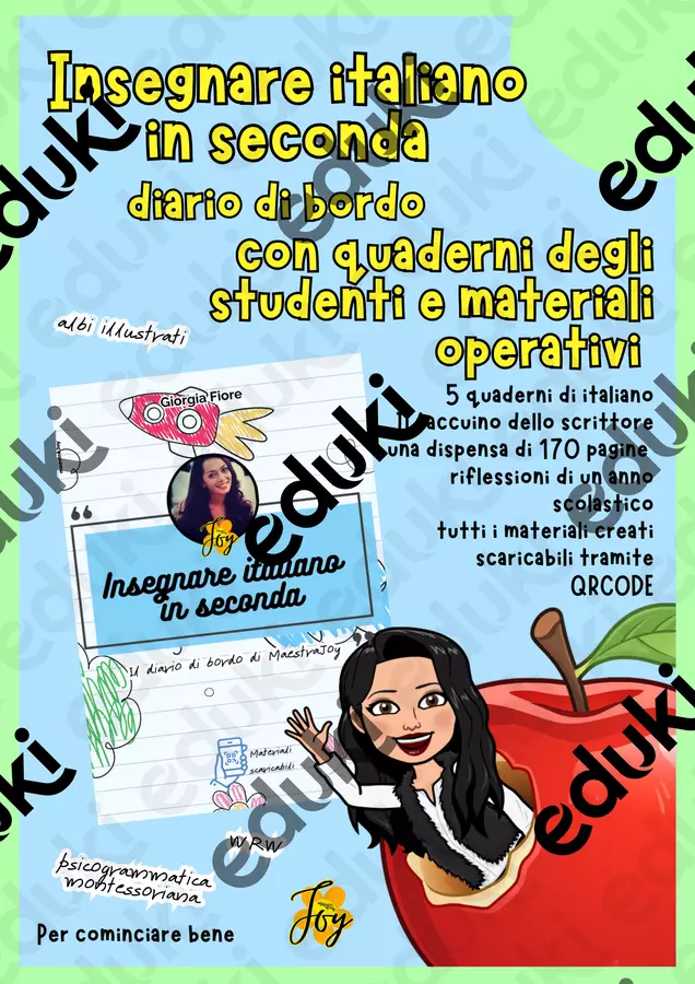 Insegnare italiano in seconda - diario di bordo Materiale di supporto/inclusione - Insegnare italiano in seconda - diario di bordo - MaestraJoy - Pagina di copertina