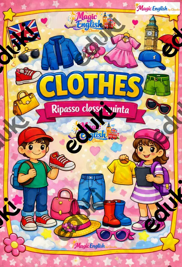 CLOTHES - REVIEW per la CLASSE 5 Esercizi - CLOTHES - REVIEW per la CLASSE 5 - Il Piccolo Regno Magico della Maestra Claudia - Pagina di copertina