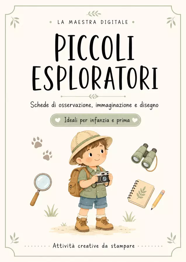 PICCOLI ESPLORATORI- schede creative di osservazione, immaginazione e disegno Esercizi - PICCOLI ESPLORATORI- schede creative di osservazione, immaginazione e disegno - La Maestra Digitale - Pagina di copertina