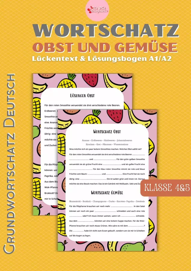 Lessico Fondamentale Tedesco FRUTTA E VERDURA Alltagsdeutsch DaF A1 Esercizi - Lessico Fondamentale Tedesco FRUTTA E VERDURA Alltagsdeutsch DaF A1 - LaMiaInsegnante - Pagina di copertina