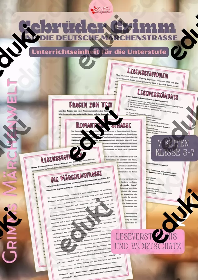 Gebrüder Grimm – Die Deutsche Märchenstrasse – Unità didattica di tedesco B1 B2 Esercizi - Gebrüder Grimm – Die Deutsche Märchenstrasse – Unità didattica di tedesco B1 B2 - LaMiaInsegnante - Pagina di copertina