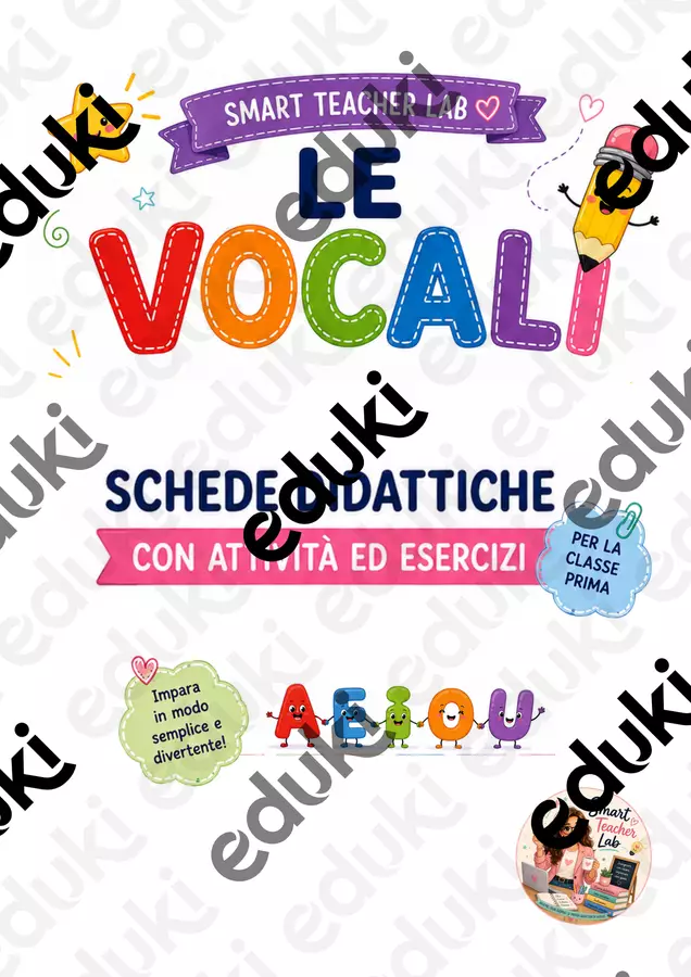 Le vocali – Mappe e schede didattiche per la classe prima Programmi scolastici / Materiali per docenti - Le vocali – Mappe e schede didattiche per la classe prima - Smart Teacher Lab - ESA Moon - Pagina di copertina