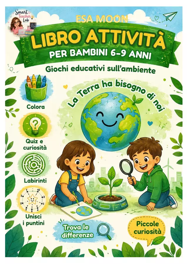 La terra ha bisogno di noi Materiale per pittura e bricolage - La terra ha bisogno di noi - Smart Teacher Lab - ESA Moon - Pagina di copertina